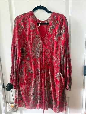 Free people red flow dress size medium